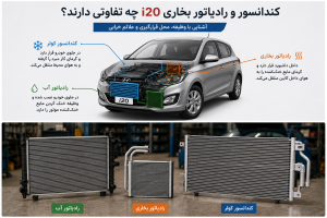 بررسی تفاوت کندانسور کولر با رادیاتور بخاری هیوندای i20